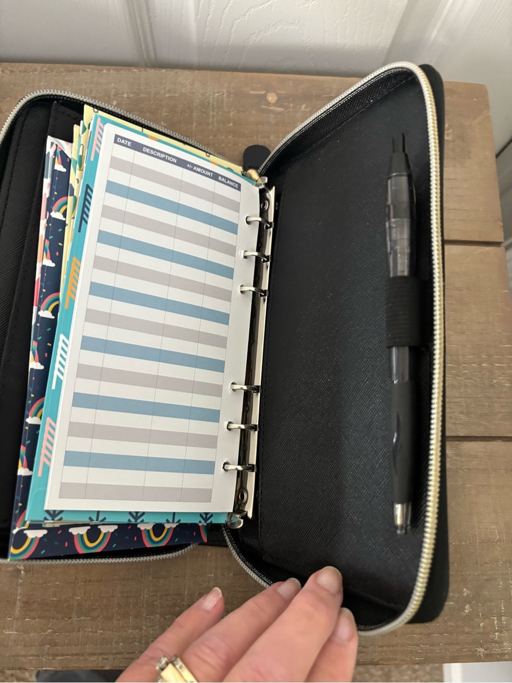 Black cash envelope budgeting Zip Wallet - Picture 3 of 6